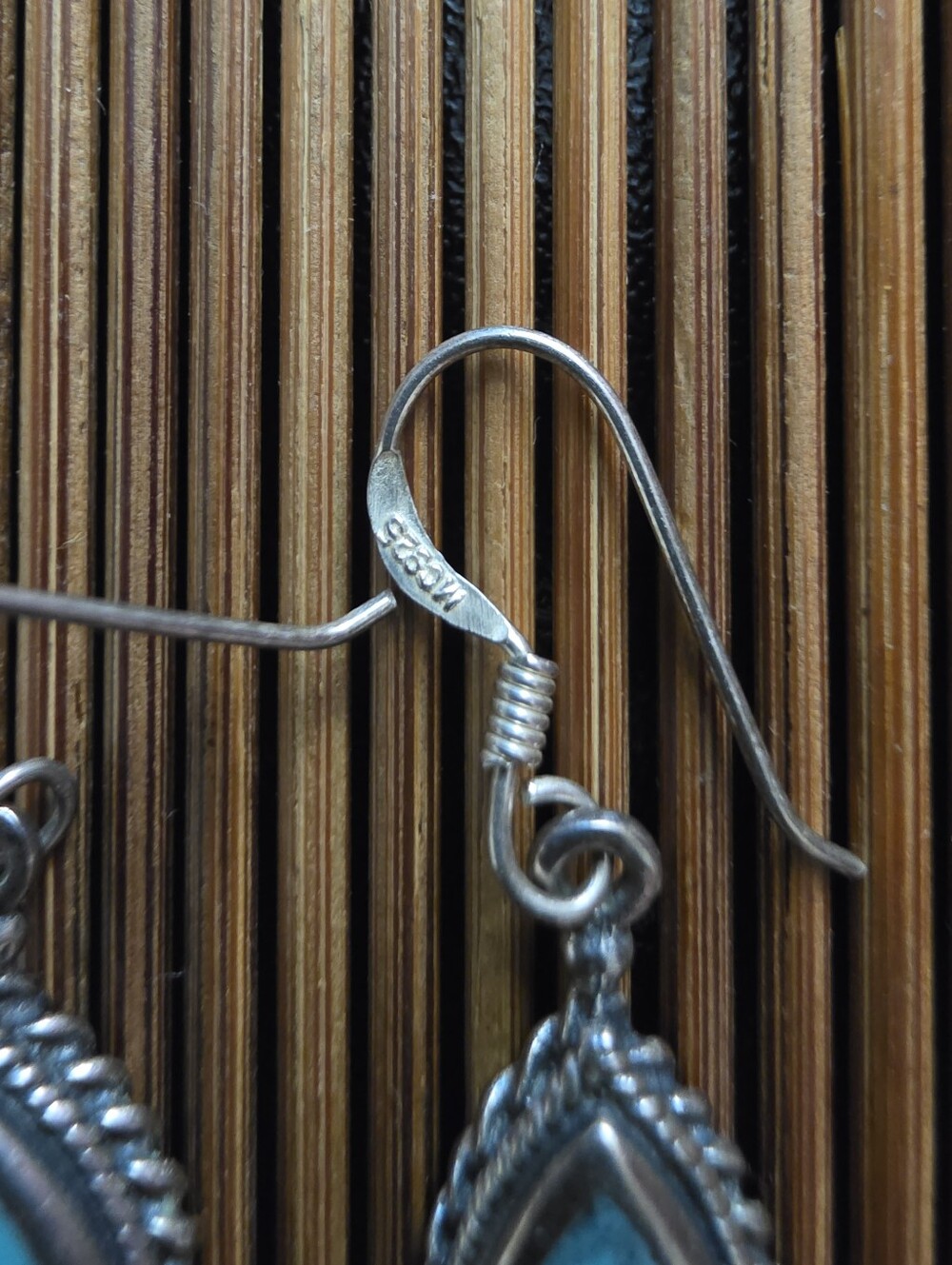 925 Silver Turquoise Dangle Earrings (Vintage) - Picture 5 of 11